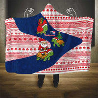 Panama Christmas Hooded Blanket with Santa Claus Sea Turtles Holiday Tree and Red Blue Pattern Design - Wonder Print Shop