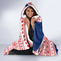 Panama Christmas Hooded Blanket with Santa Claus Sea Turtles Holiday Tree and Red Blue Pattern Design - Wonder Print Shop