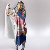 Panama Christmas Hooded Blanket with Santa Claus Sea Turtles Holiday Tree and Red Blue Pattern Design - Wonder Print Shop