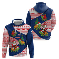 Panama Christmas Hoodie with Santa Claus Sea Turtles Holiday Tree and Red Blue Pattern Design - Wonder Print Shop