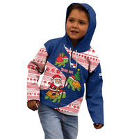 Panama Christmas Kid Hoodie with Santa Claus Sea Turtles Holiday Tree and Red Blue Pattern Design - Wonder Print Shop