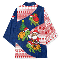 Panama Christmas Kimono with Santa Claus Sea Turtles Holiday Tree and Red Blue Pattern Design - Wonder Print Shop