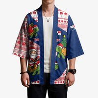 Panama Christmas Kimono with Santa Claus Sea Turtles Holiday Tree and Red Blue Pattern Design - Wonder Print Shop
