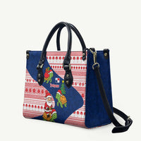 Panama Christmas Leather Bag with Santa Claus Sea Turtles Holiday Tree and Red Blue Pattern Design - Wonder Print Shop