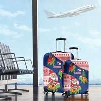 Panama Christmas Luggage Cover with Santa Claus Sea Turtles Holiday Tree and Red Blue Pattern Design - Wonder Print Shop