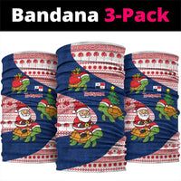 Panama Christmas Neck Gaiter with Santa Claus Sea Turtles Holiday Tree and Red Blue Pattern Design - Wonder Print Shop
