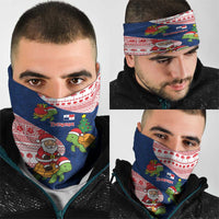 Panama Christmas Neck Gaiter with Santa Claus Sea Turtles Holiday Tree and Red Blue Pattern Design - Wonder Print Shop