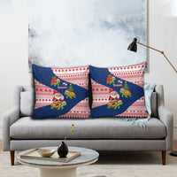 Panama Christmas Pillow Cover with Santa Claus Sea Turtles Holiday Tree and Red Blue Pattern Design - Wonder Print Shop