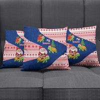 Panama Christmas Pillow Cover with Santa Claus Sea Turtles Holiday Tree and Red Blue Pattern Design - Wonder Print Shop