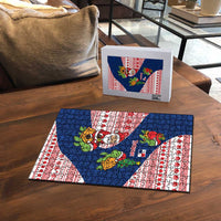 Panama Christmas Puzzle with Santa Claus Sea Turtles Holiday Tree and Red Blue Pattern Design - Wonder Print Shop