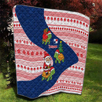 Panama Christmas Quilt with Santa Claus Sea Turtles Holiday Tree and Red Blue Pattern Design - Wonder Print Shop