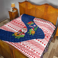 Panama Christmas Quilt with Santa Claus Sea Turtles Holiday Tree and Red Blue Pattern Design - Wonder Print Shop