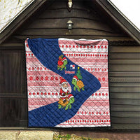 Panama Christmas Quilt with Santa Claus Sea Turtles Holiday Tree and Red Blue Pattern Design - Wonder Print Shop