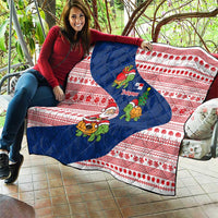 Panama Christmas Quilt with Santa Claus Sea Turtles Holiday Tree and Red Blue Pattern Design - Wonder Print Shop