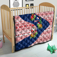 Panama Christmas Quilt with Santa Claus Sea Turtles Holiday Tree and Red Blue Pattern Design - Wonder Print Shop