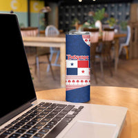 Panama Christmas Skinny Tumbler with Santa Claus Sea Turtles Holiday Tree and Red Blue Pattern Design - Wonder Print Shop