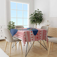 Panama Christmas Tablecloth with Santa Claus Sea Turtles Holiday Tree and Red Blue Pattern Design - Wonder Print Shop