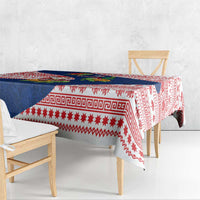 Panama Christmas Tablecloth with Santa Claus Sea Turtles Holiday Tree and Red Blue Pattern Design - Wonder Print Shop