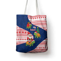 Panama Christmas Tote Bag with Santa Claus Sea Turtles Holiday Tree and Red Blue Pattern Design - Wonder Print Shop