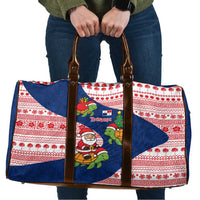 Panama Christmas Travel Bag with Santa Claus Sea Turtles Holiday Tree and Red Blue Pattern Design - Wonder Print Shop