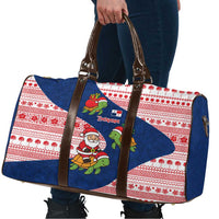 Panama Christmas Travel Bag with Santa Claus Sea Turtles Holiday Tree and Red Blue Pattern Design - Wonder Print Shop