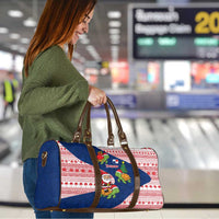 Panama Christmas Travel Bag with Santa Claus Sea Turtles Holiday Tree and Red Blue Pattern Design - Wonder Print Shop