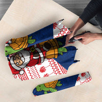 Panama Christmas Umbrella with Santa Claus Sea Turtles Holiday Tree and Red Blue Pattern Design - Wonder Print Shop