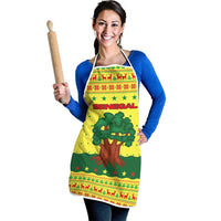 Senegal Christmas Apron with Yellow-Green-Red Design, Baobab Tree, and National Coat of Arms Motif - Wonder Print Shop