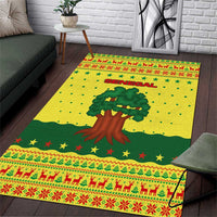 Senegal Christmas Area Rug with Yellow-Green-Red Design, Baobab Tree, and National Coat of Arms Motif - Wonder Print Shop