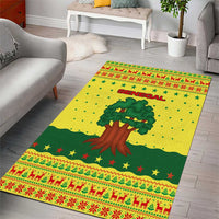 Senegal Christmas Area Rug with Yellow-Green-Red Design, Baobab Tree, and National Coat of Arms Motif - Wonder Print Shop