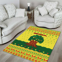 Senegal Christmas Area Rug with Yellow-Green-Red Design, Baobab Tree, and National Coat of Arms Motif - Wonder Print Shop