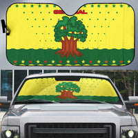 Senegal Christmas Auto Sun Shade with Yellow-Green-Red Design, Baobab Tree, and National Coat of Arms Motif - Wonder Print Shop