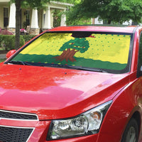 Senegal Christmas Auto Sun Shade with Yellow-Green-Red Design, Baobab Tree, and National Coat of Arms Motif - Wonder Print Shop
