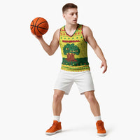 Senegal Christmas Basketball Jersey with Yellow-Green-Red Design, Baobab Tree, and National Coat of Arms Motif - Wonder Print Shop