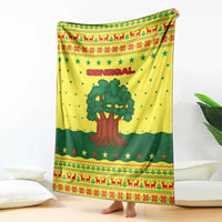 Senegal Christmas Blanket with Yellow-Green-Red Design, Baobab Tree, and National Coat of Arms Motif - Wonder Print Shop
