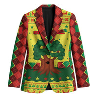 Senegal Christmas Blazer with Yellow-Green-Red Design, Baobab Tree, and National Coat of Arms Motif - Wonder Print Shop