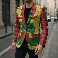 Senegal Christmas Blazer with Yellow-Green-Red Design, Baobab Tree, and National Coat of Arms Motif - Wonder Print Shop