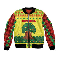 Senegal Christmas Bomber Jacket with Yellow-Green-Red Design, Baobab Tree, and National Coat of Arms Motif - Wonder Print Shop