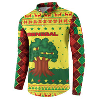 Senegal Christmas Button Sweatshirt with Yellow-Green-Red Design, Baobab Tree, and National Coat of Arms Motif - Wonder Print Shop