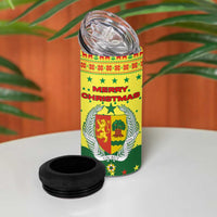Senegal Christmas 4 in 1 Can Cooler Tumbler with Yellow-Green-Red Design, Baobab Tree, and National Coat of Arms Motif - Wonder Print Shop