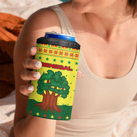 Senegal Christmas 4 in 1 Can Cooler Tumbler with Yellow-Green-Red Design, Baobab Tree, and National Coat of Arms Motif - Wonder Print Shop