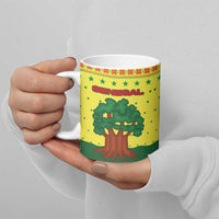 Senegal Christmas Ceramic Mug with Yellow-Green-Red Design, Baobab Tree, and National Coat of Arms Motif - Wonder Print Shop