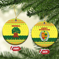 Senegal Christmas Ceramic Ornament with Yellow-Green-Red Design, Baobab Tree, and National Coat of Arms Motif - Wonder Print Shop