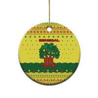 Senegal Christmas Ceramic Ornament with Yellow-Green-Red Design, Baobab Tree, and National Coat of Arms Motif - Wonder Print Shop