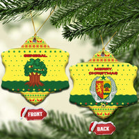 Senegal Christmas Ceramic Ornament with Yellow-Green-Red Design, Baobab Tree, and National Coat of Arms Motif - Wonder Print Shop