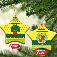 Senegal Christmas Ceramic Ornament with Yellow-Green-Red Design, Baobab Tree, and National Coat of Arms Motif - Wonder Print Shop