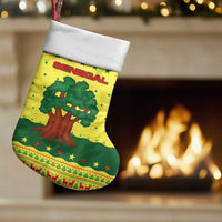 Senegal Christmas Stocking with Yellow-Green-Red Design, Baobab Tree, and National Coat of Arms Motif - Wonder Print Shop