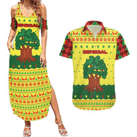 Senegal Christmas Couples Matching Summer Maxi Dress and Hawaiian Shirt with Yellow-Green-Red Design, Baobab Tree, and National Coat of Arms Motif - Wonder Print Shop