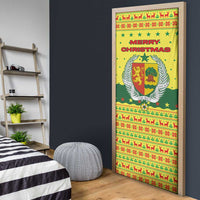 Senegal Christmas Door Cover with Yellow-Green-Red Design, Baobab Tree, and National Coat of Arms Motif - Wonder Print Shop