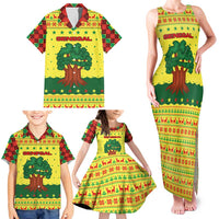 Senegal Christmas Family Matching Tank Maxi Dress and Hawaiian Shirt with Yellow-Green-Red Design, Baobab Tree, and National Coat of Arms Motif - Wonder Print Shop